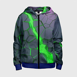 Толстовка на молнии детская ЗЕЛЕНЫЙ РАЗЛОМ 3Д РАЗЛОМ, цвет: 3D-синий