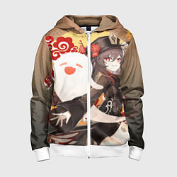 Толстовка на молнии детская GENSHIN IMPACT HU TAO, цвет: 3D-белый