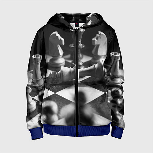 Детская толстовка на молнии Шахматы / 3D-Синий – фото 1