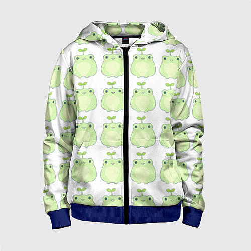 Детская толстовка на молнии Лягушки-росточки / 3D-Синий – фото 1