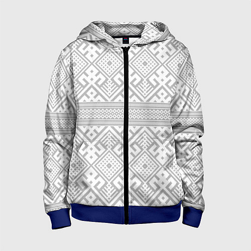 Детская толстовка на молнии Русские народные узоры / 3D-Синий – фото 1