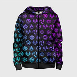 Толстовка на молнии детская GENSHIN IMPACT NEON, цвет: 3D-черный