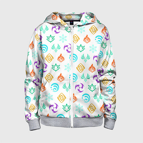 Детская толстовка на молнии GENSHIN IMPACT ЭМБЛЕМЫ / 3D-Меланж – фото 1