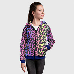 Толстовка на молнии детская Neon Leopard Pattern, цвет: 3D-синий — фото 2