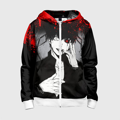 Детская толстовка на молнии ТОКИЙСКИЙ ГУЛЬ TOKYO GHOUL / 3D-Белый – фото 1