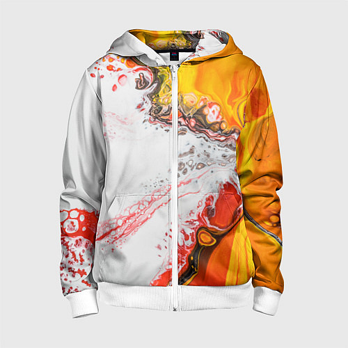 Детская толстовка на молнии Рисунок желтой краской / 3D-Белый – фото 1
