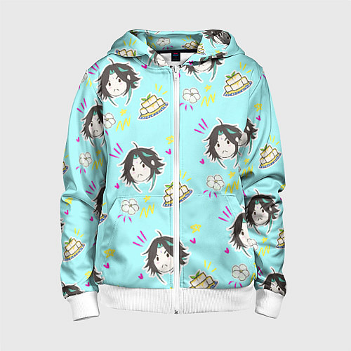 Детская толстовка на молнии Сяо и тофу / 3D-Белый – фото 1