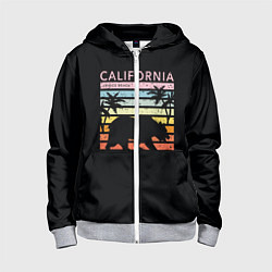 Толстовка на молнии детская California гризли на закате, цвет: 3D-меланж