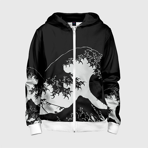 Детская толстовка на молнии Волна Канагава / 3D-Белый – фото 1