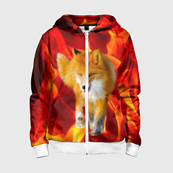Толстовка на молнии детская Fire Fox, цвет: 3D-белый
