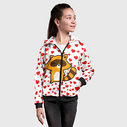 Толстовка на молнии детская Енот в сердечках, цвет: 3D-черный — фото 2