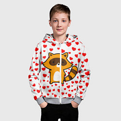 Толстовка на молнии детская Енот в сердечках, цвет: 3D-меланж — фото 2