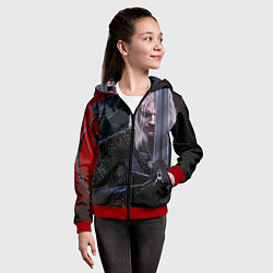 Толстовка на молнии детская Ведьмак Геральт, цвет: 3D-красный — фото 2