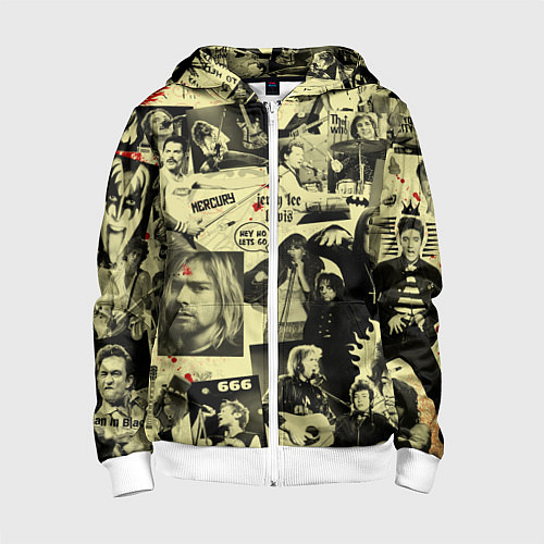 Детская толстовка на молнии РОК КУМИРЫ / 3D-Белый – фото 1