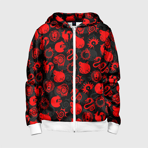 Детская толстовка на молнии СИМВОЛЫ ГРЕХОВ 7 DEADLY SINS / 3D-Белый – фото 1