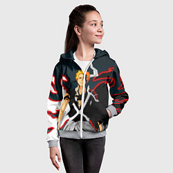 Толстовка на молнии детская Блич Ичиго Куросаки, цвет: 3D-меланж — фото 2