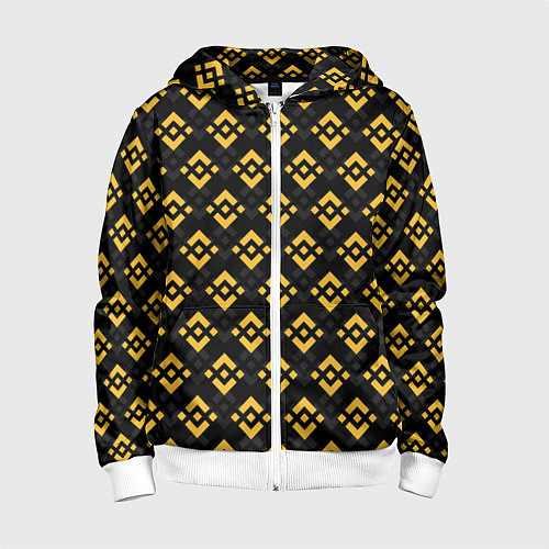 Детская толстовка на молнии ЭМБЛЕМА БИНАНС ПАТТЕРН BINANCE / 3D-Белый – фото 1