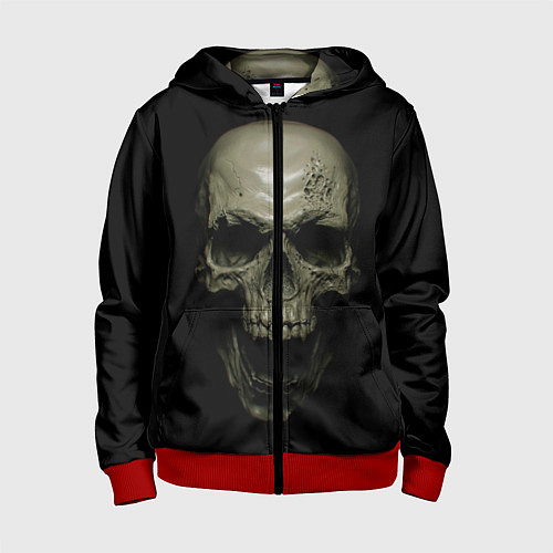 Детская толстовка на молнии SKULL / 3D-Красный – фото 1