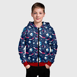 Толстовка на молнии детская Космонавты, планеты и нло, цвет: 3D-красный — фото 2