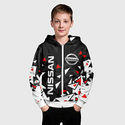 Толстовка на молнии детская NISSAN НИССАН ОСКОЛКИ, цвет: 3D-белый — фото 2