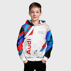 Толстовка на молнии детская AUDI АУДИ SPORT, цвет: 3D-белый — фото 2