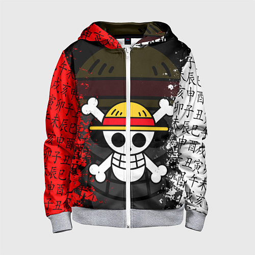 Детская толстовка на молнии ONE PIECE ВАН ПИС ЧЕРЕП / 3D-Меланж – фото 1