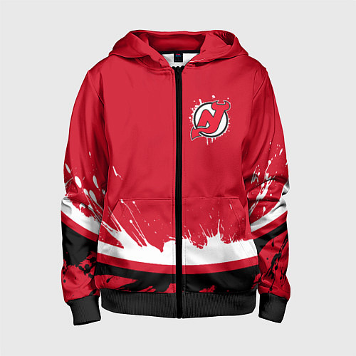 Детская толстовка на молнии New Jersey Devils Ink / 3D-Черный – фото 1