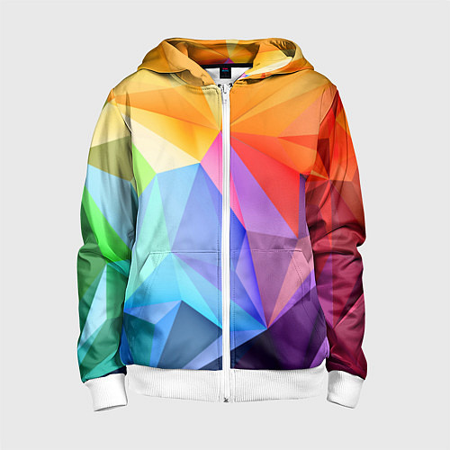 Детская толстовка на молнии Радужная геометрия / 3D-Белый – фото 1