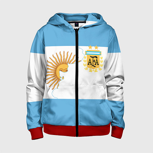 Детская толстовка на молнии Сборная Аргентины / 3D-Красный – фото 1
