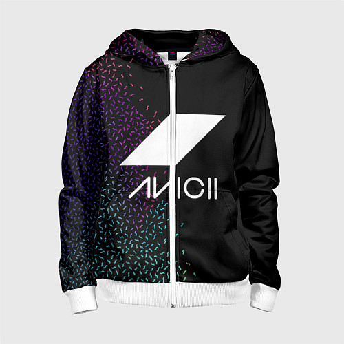 Детская толстовка на молнии AVICII RAIBOW STYLE / 3D-Белый – фото 1