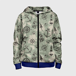 Толстовка на молнии детская Морская карта, цвет: 3D-синий