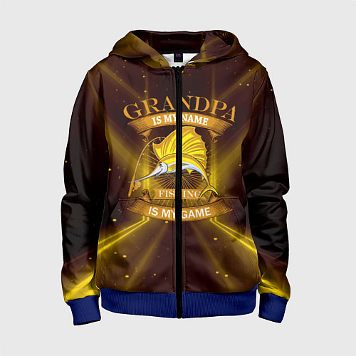 Детская толстовка на молнии Fishing - is my game / 3D-Синий – фото 1
