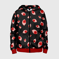 Толстовка на молнии детская Взгляд тьмы, цвет: 3D-красный