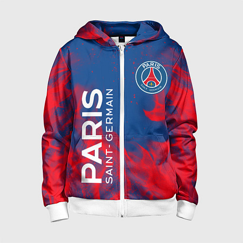 Детская толстовка на молнии ФК ПСЖ PARIS SAINT GERMAIN / 3D-Белый – фото 1