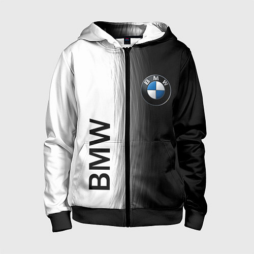 Детская толстовка на молнии Black and White BMW / 3D-Черный – фото 1