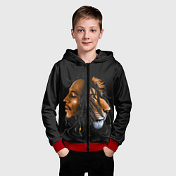 Толстовка на молнии детская БОБ МАРЛИ, цвет: 3D-красный — фото 2