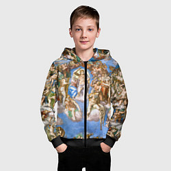 Толстовка на молнии детская Микеланджело страшный суд, цвет: 3D-черный — фото 2