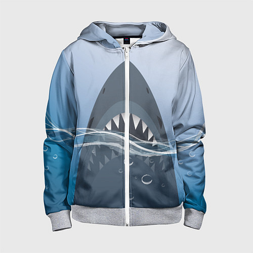 Детская толстовка на молнии Акула под водой / 3D-Меланж – фото 1