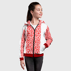 Толстовка на молнии детская Славянские узоры, цвет: 3D-красный — фото 2