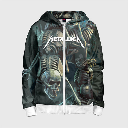 Детская толстовка на молнии Metallica Metal Skull / 3D-Белый – фото 1
