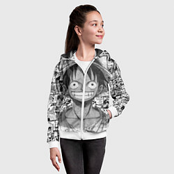 Толстовка на молнии детская Луфи улыбается one piece, цвет: 3D-белый — фото 2