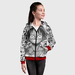 Толстовка на молнии детская Луфи улыбается one piece, цвет: 3D-красный — фото 2