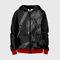 Толстовка на молнии детская БЕРСЕРК черно - белый, цвет: 3D-красный