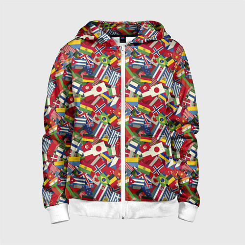 Детская толстовка на молнии Страны Мира / 3D-Белый – фото 1