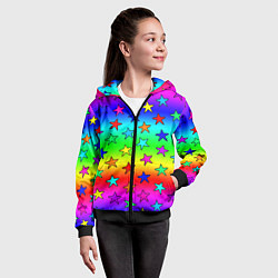 Толстовка на молнии детская Радужные звезды, цвет: 3D-черный — фото 2