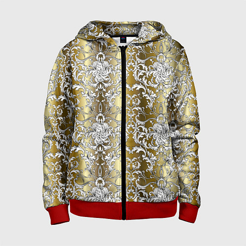 Детская толстовка на молнии Versace gold & white / 3D-Красный – фото 1