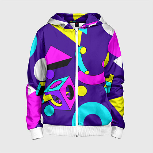 Детская толстовка на молнии Геометрические фигуры / 3D-Белый – фото 1