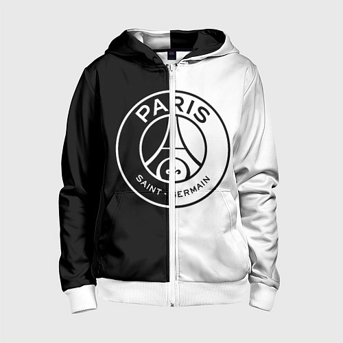 Детская толстовка на молнии ФК ПСЖ PSG BLACK & WHITE / 3D-Белый – фото 1