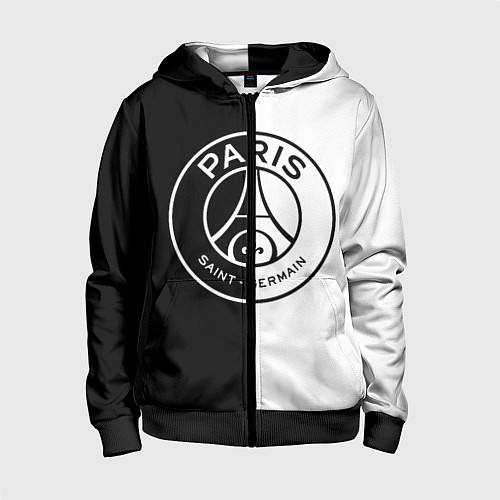 Детская толстовка на молнии ФК ПСЖ PSG BLACK & WHITE / 3D-Черный – фото 1