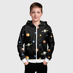 Толстовка на молнии детская Планеты в космосе, цвет: 3D-белый — фото 2